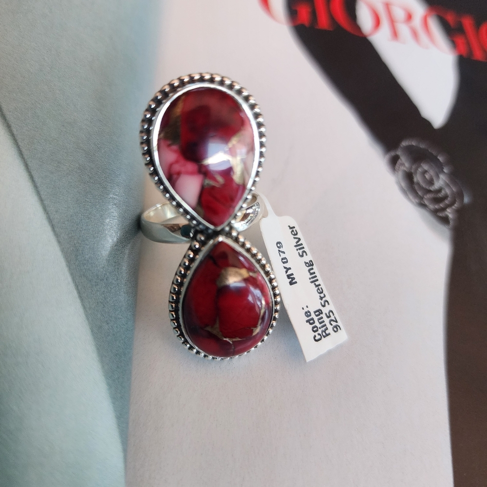 Rose Dahalia Turqoise Stone Set In Sterling Silver Size 7